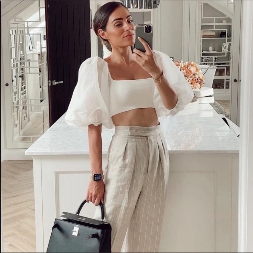 Zara Organza Sleeve Puff Blouse